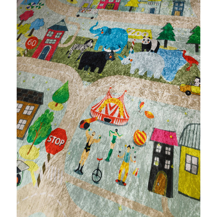 Bless international Rectangle Predmore Machine Made Velvet Fabric Area